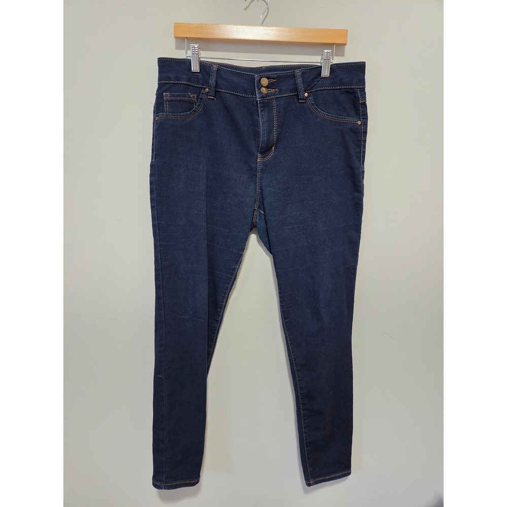 d.jeans Women Dark Wash Skinny Jeans Size 14 Repreve Stretch Faux Front Pockets